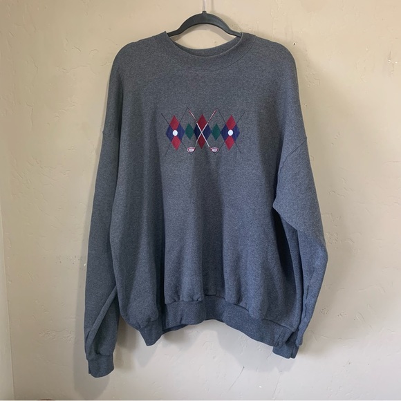 Vintage M&C Sport Crewneck Golf Sweater Sweatshirt XXL Gray Embroidered 1990’s - Picture 1 of 5